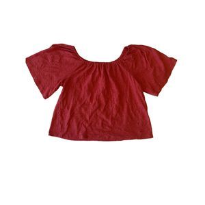Loft Red Blouse Cap Sleeve Size Medium